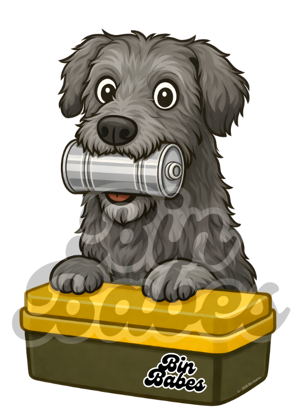 Irish Wolfhound – Yellow Bin Sticker - Choose Your Coat Colour