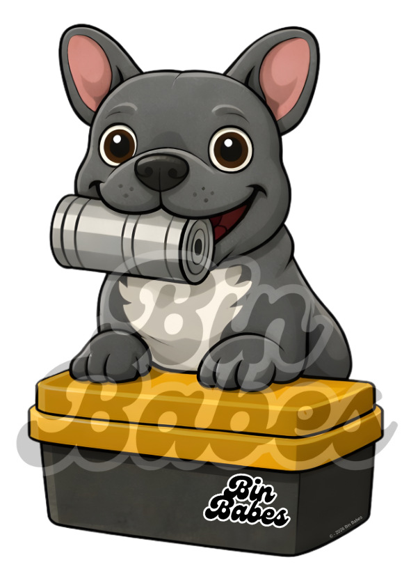 French Bulldog (Frenchie) – Yellow Bin Sticker - Choose Your Coat Colour