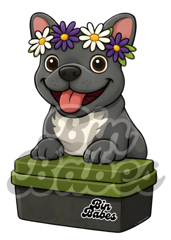 French Bulldog (Frenchie) – Green Bin Sticker - Choose Your Coat Colour