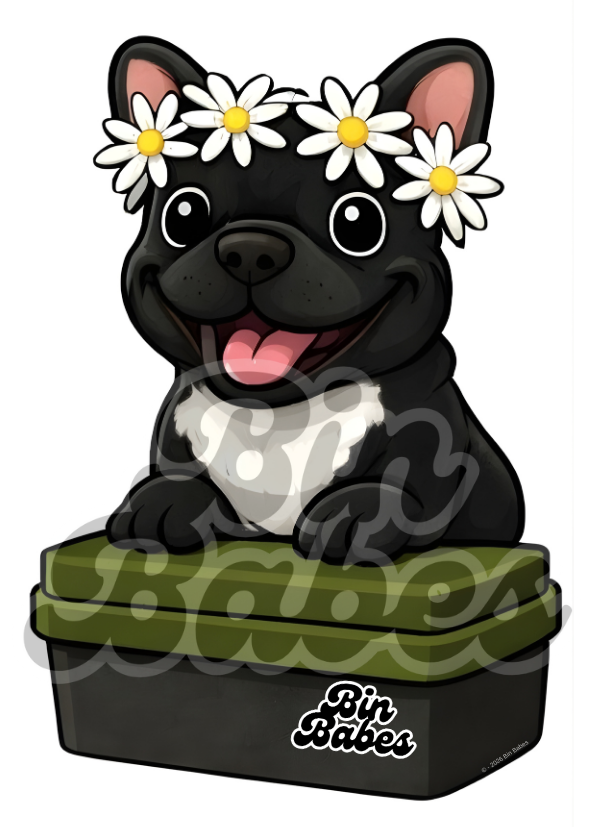 French Bulldog (Frenchie) – Green Bin Sticker - Choose Your Coat Colour