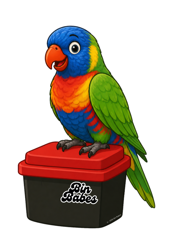Rainbow Lorikeet – Red Bin Sticker
