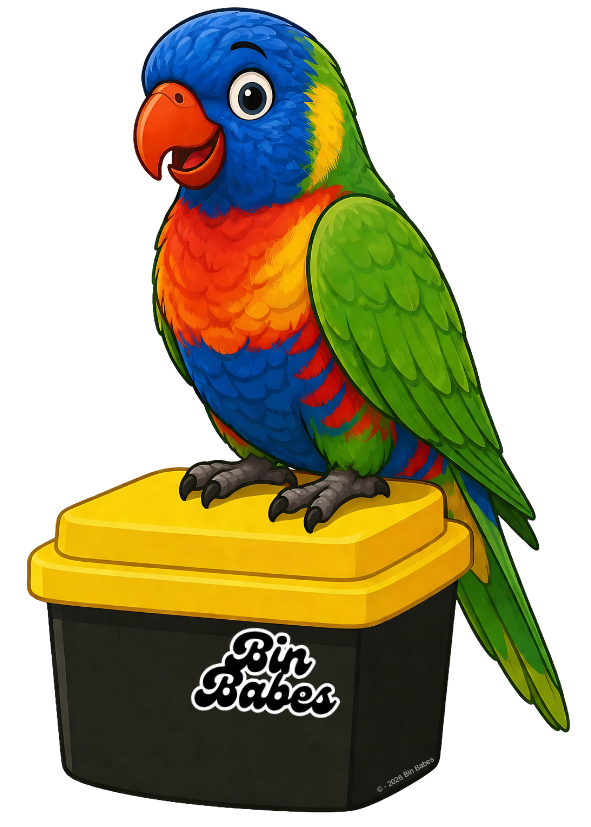 Rainbow Lorikeet – Yellow Bin Sticker