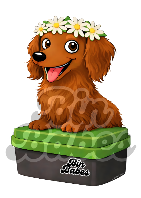 Dachshund – Green Bin Sticker - Choose Your Coat Colour